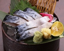 Japanese pickled mackerel sashimi