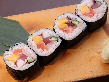 Seafood futomaki sushi rolls