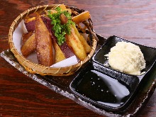 Fried and buttered sweet potato