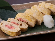 Japanese-style rolled omelet with marinated cod roe