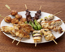 Assorted grilled skewers