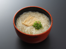 Somen (Wheat noodles) in hot broth