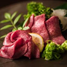 Beef tongue sashimi