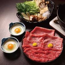 (From 2 people)Kobe beef sukiyaki (Kobe beef lean) with hot pot vegetables