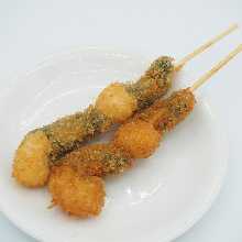 Shrimp shiso roll cutlet skewer