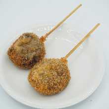 Fried shiitake mushrooms skewer