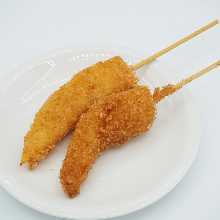 Deep-fried skewered pumpkin