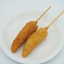 Fried young corn skewer