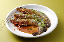 Grilled red rice prawn