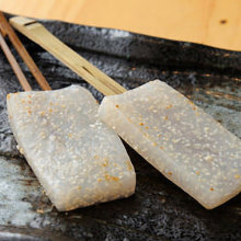 Shishamo smelt roe in konjac teppanyaki