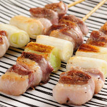 Duck and green onion skewer