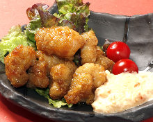 Fried chicken with vinegar and tartar sauce