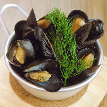 Mussels steamed in wine