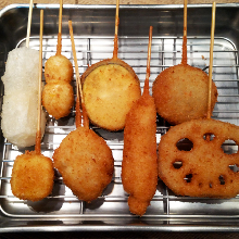 Assorted fried skewers