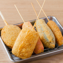 Assorted fried skewers