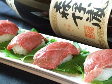 Beef nigiri sushi