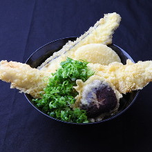 Extra large conger eel tempura donburi