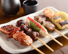 Assorted grilled chicken skewers, 5 kinds