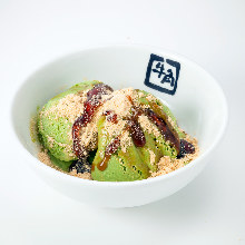 Matcha ice cream with brown sugar syrup