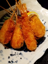 Assorted fried cutlet skewers