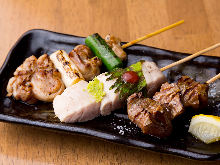 Negima (green onion pieces and chicken)