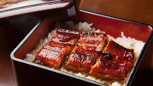 Eel served over rice in a lacquered box