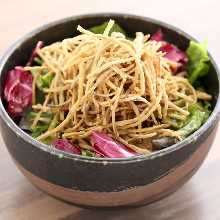 Deep-fried burdock salad with sesame dressing