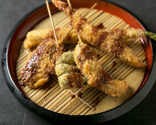 Assorted fried cutlet skewers