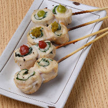 Grilled chicken tenderloin skewer with yuzu pepper