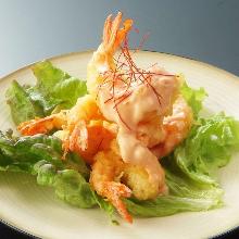 Stir-fried shrimp with mayonnaise