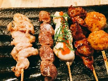 Assorted grilled chicken skewers, 5 kinds