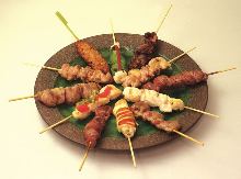 Assorted grilled chicken skewers, 10 kinds