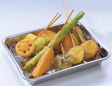 Assorted fried skewers