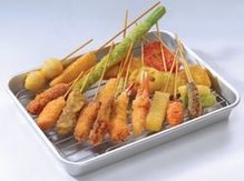 Assorted fried skewers