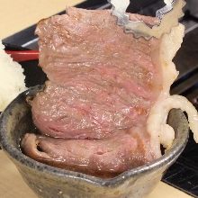 Grilled beef sirloin shabu-shabu