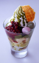 Matcha red bean parfait