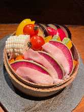 Duck steamed in a bamboo steamer