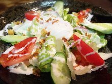 Caesar salad with slow-poached egg