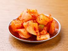 Kimchi of Chinese cabbage and cubed daikon radish