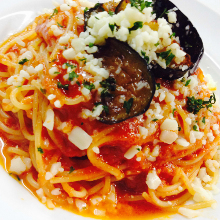 Pasta with eggplant tomato sauce