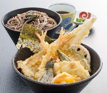 Tempura rice bowl and soba meal set