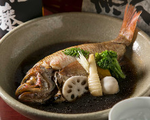 Simmered rosy seabass