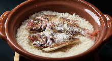 Minced sea bream and rice