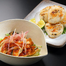 Salted and grilled scallops