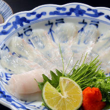 Thinly sliced whitefish sashimi