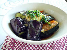 Deep-fried eggplant in broth