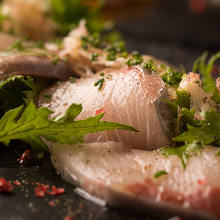 Carpaccio prepared with fresh fish of the day