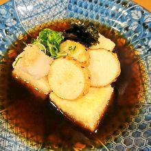 Deep-fried tofu without breading or batter