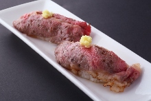 Beef nigiri sushi