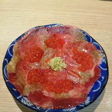 Beef tongue and salted salmon roe